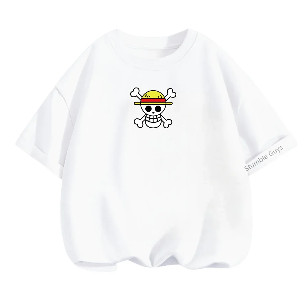 Camiseta Luffy Anime infantil, roupa de criança, Tops de manga curta para menino, T-shirt, roupa de menino, verão, novo, 1 pc, 2022