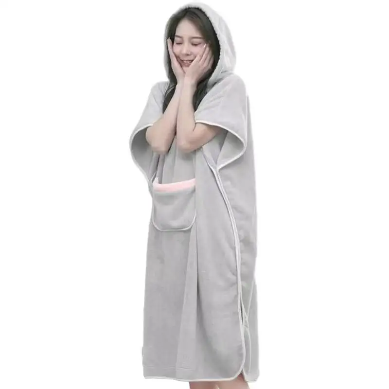 Women Hooded Robe Soft Beach Bathrobe With Hood Women Poncho Robe For Home Hotel Business Trip Apartment Beach Vacation Hotel