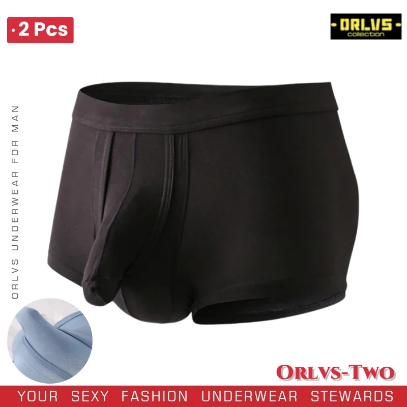 

2PCS Men Underpant Elephant Nose Mid Waist Solid Color High Elastic Soft Stretchy Breathable Anti-septic Men Underpant Underwear