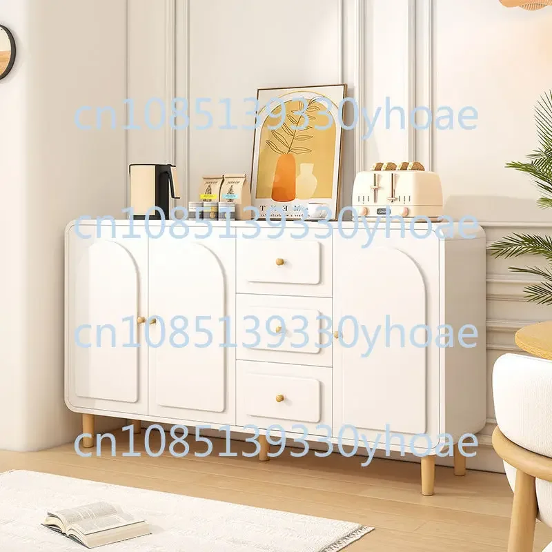 Household storage cabinet Small apartment log cream style dining side cabinet integrated against the wall