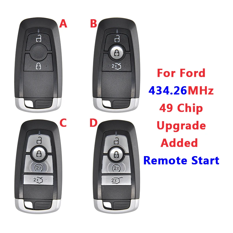 AK 018119 434,26 MHz dla Ford 15K601 inteligentny klucz zdalny 49 Chip HITAG PRO 4-przyciskowy pilot zdalnego uruchamiania HS7T-15K601-CC/DC/DD