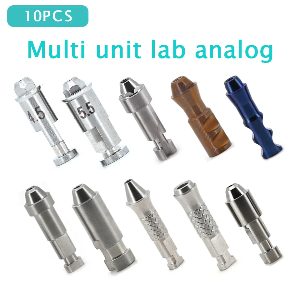 Dental 10 Pcs Set for Multi Unit Lab Analog Abutment System Compatible with Osstem Dentium ITI Nobel Neo Adin Implant Casting