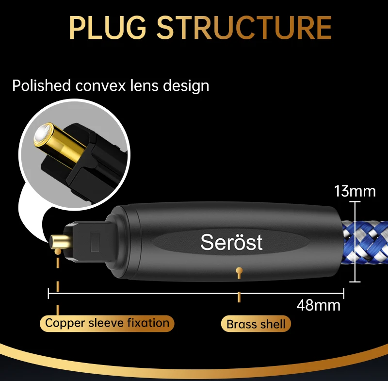Serost HiFi 5.1-Kanal S/PDIF TOSLINK Digitales Optisches Audio-Kabel für Verstärker Blu-ray-Player Lautsprecher - DTS Dolby – Detail 4
