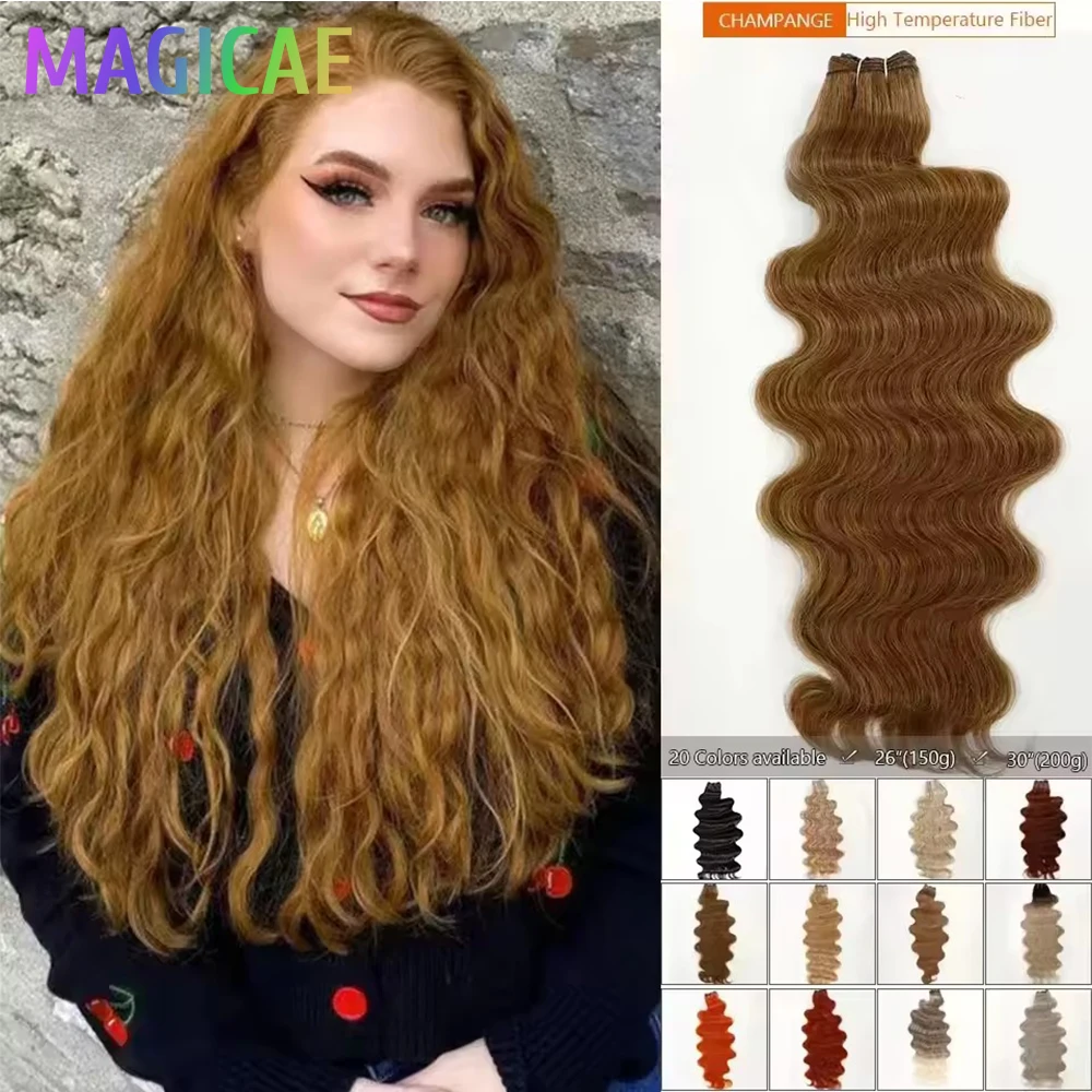 magicae-30-polegadas-200-gramas-ombre-marrom-m816-feixes-de-cabelo-ondulado-laranja-loiro-27-613-tecer-bio-proteina-sintetica-resistente-ao-calor