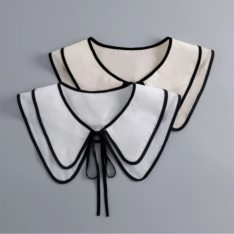 Apricot/White Shirt Detachable Collar for Womens Summer Bowknots Shoulder Wraps Shawl Female Cape Fake False Collar Accessories