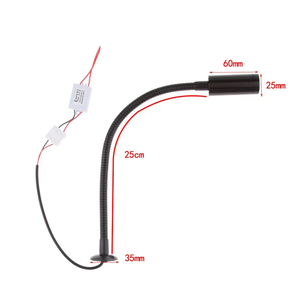 Wall Mount LED Gooseneck Lamp, Iluminação de leitura, Chart Lamp, DC 12V, 2W, 150LM