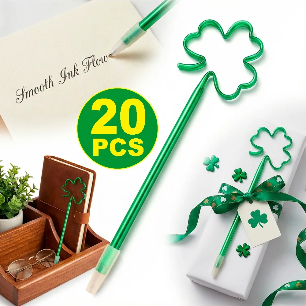 

1-20pcs Creative Clover Ballpoint Pen Christmas Gift Craft Office Decoration Pen 3-leaf Clover Pen Small Gift for Student/friend