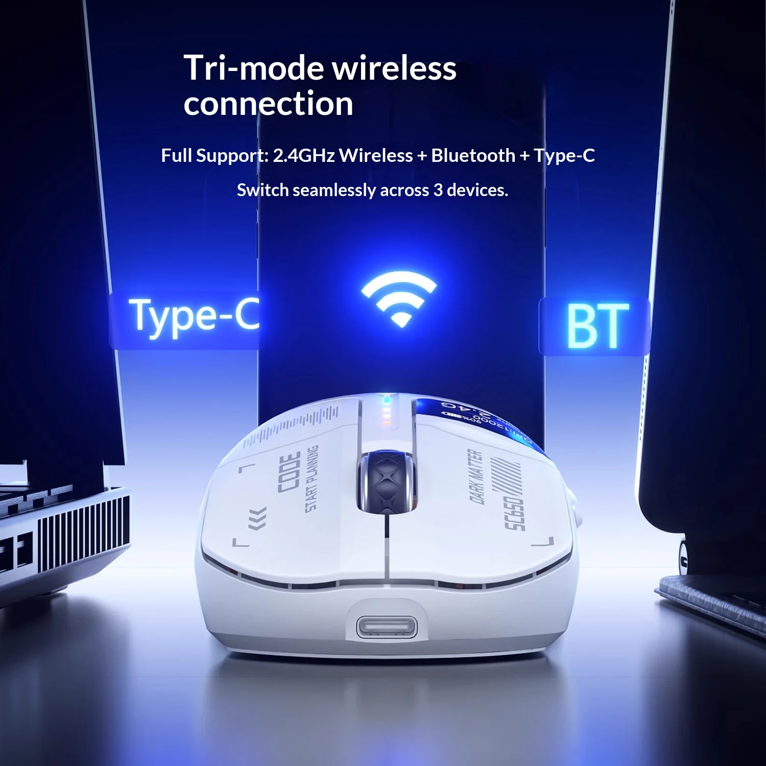 AULA Sc650 Tri Mode Wireless Gaming Mouse Lightweight Digital Display Wired Bluetooth For Desktop Laptop PC Gamer Esports