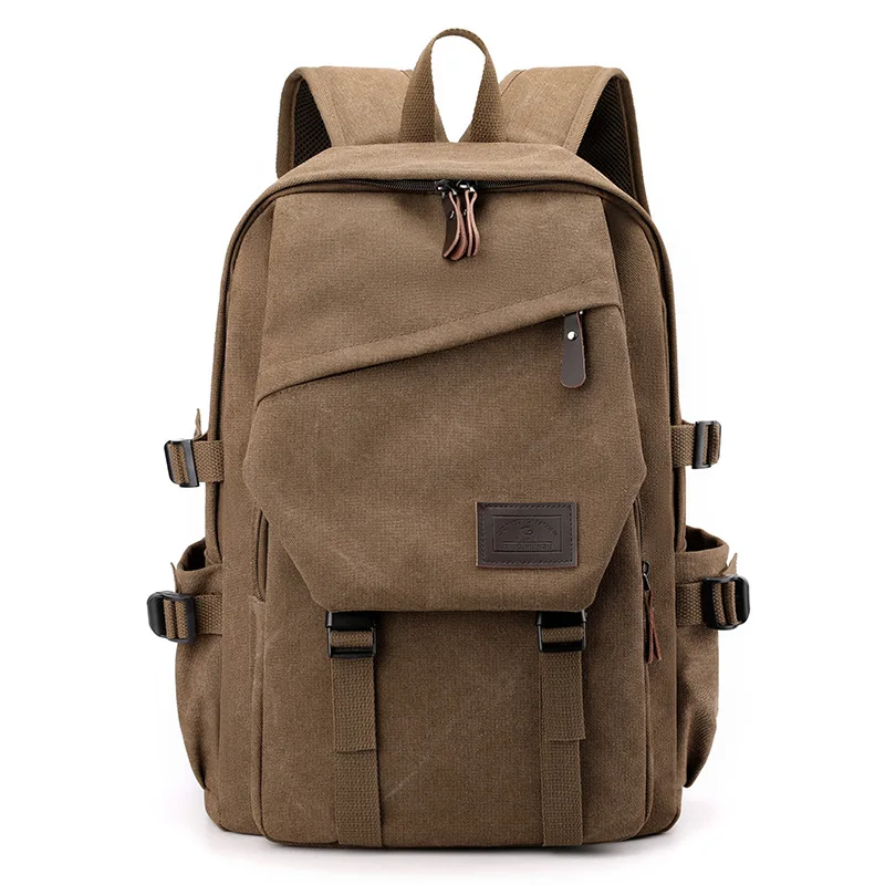 New Leisure Large Capacity Canvas Backpack with Cover Retro Durable School Bag Men's Outdoor Travel Fashionable Backpack