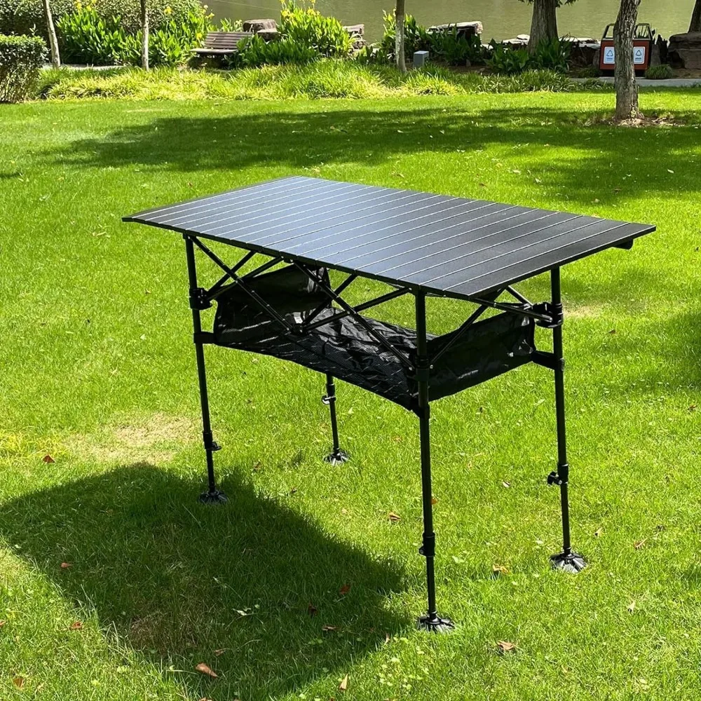 Mesa de Camping plegable, mesa baja para Picnic con gran almacenamiento y bolsas de transporte