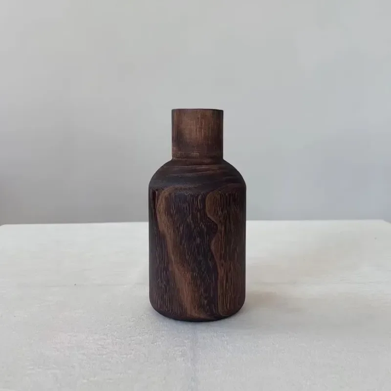 Nordic Vintage Zen Solid Wood Vase Bamboo Dried Flower Arrangement Jewelry Display Stand for Tea Room Dining Table Home Decor