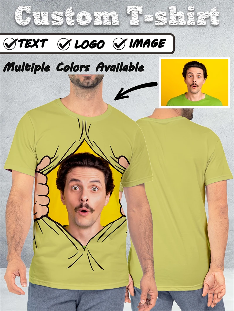 

Funny Face Custom T-Shirt Design Your Own T-Shirt Personalized Photo Print Logo Printing Photo Men's And Women's Gifts Tops