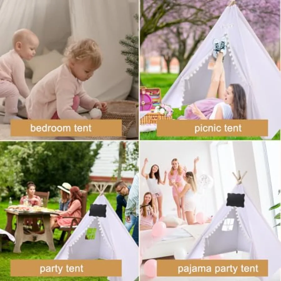6 pacotes de tenda teepee para com luzes de corda de 10 pés, tenda teepee para jogos internos e externos para meninas e meninos, tendas dobráveis para aniversário