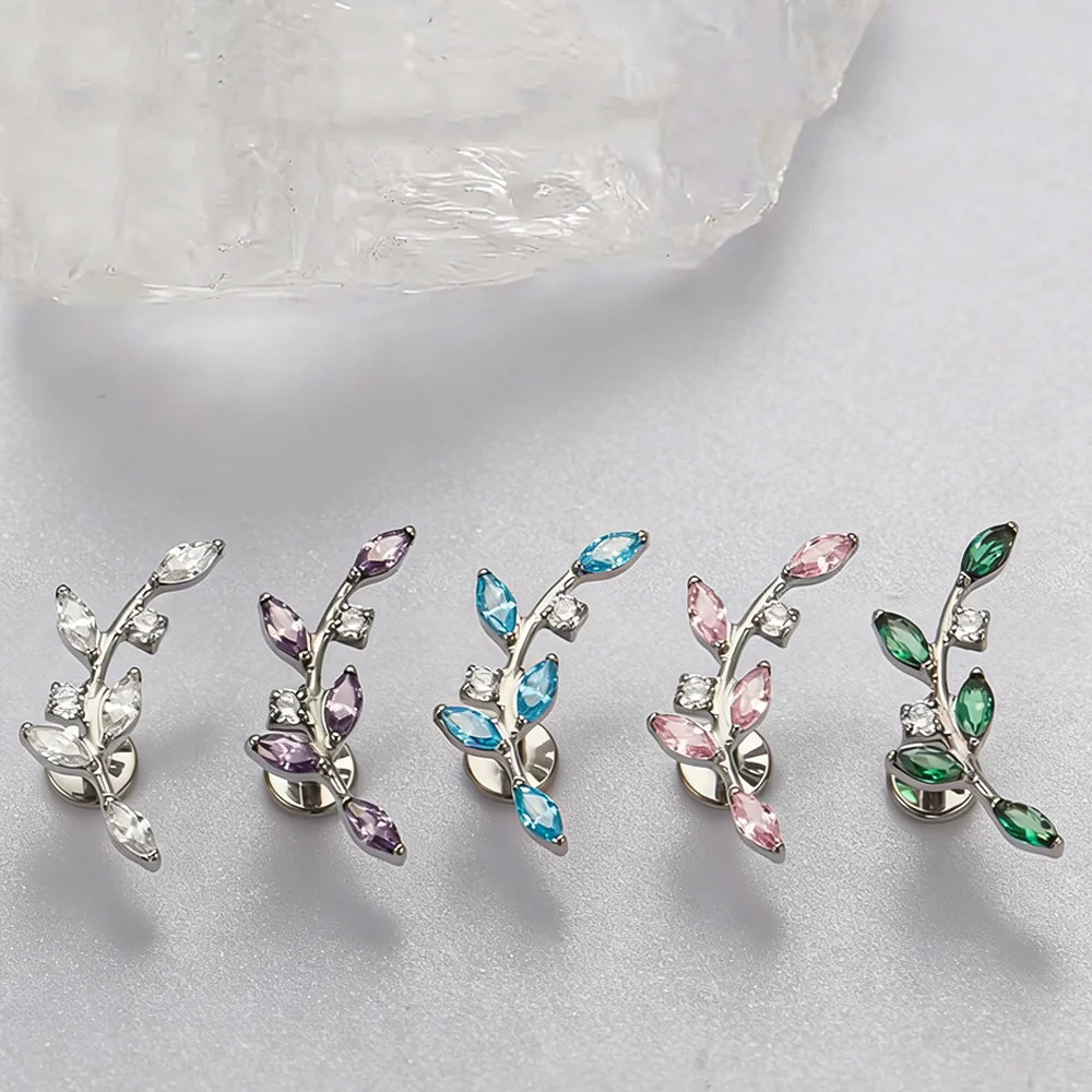ASTM F136 Titanlegierung Pferdeauge Runder Zirkonia Ohrknorpel-Piercing Modeschmuck Hypoallergener Körperschmuck Unisex – Detail 8