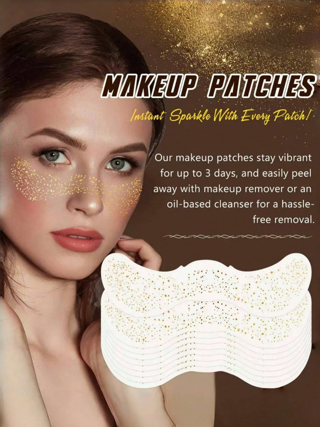 แผ่นสติกเกอร์ลายจุดทอง 6 แผ่น ลายจุดกลิตเตอร์สีทอง สำหรับติดหน้า กันน้ำ เหมาะสำหรับงานเต้นรำ งานดนตรี และปาร์ตี้