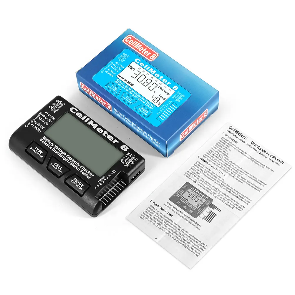 جهاز اختبار محمول 2S- Lipo Liion Life مدقق سعة الجهد الرقمي Lcd أداة اختبار لـ Nimh قابلة لإعادة الشحن
