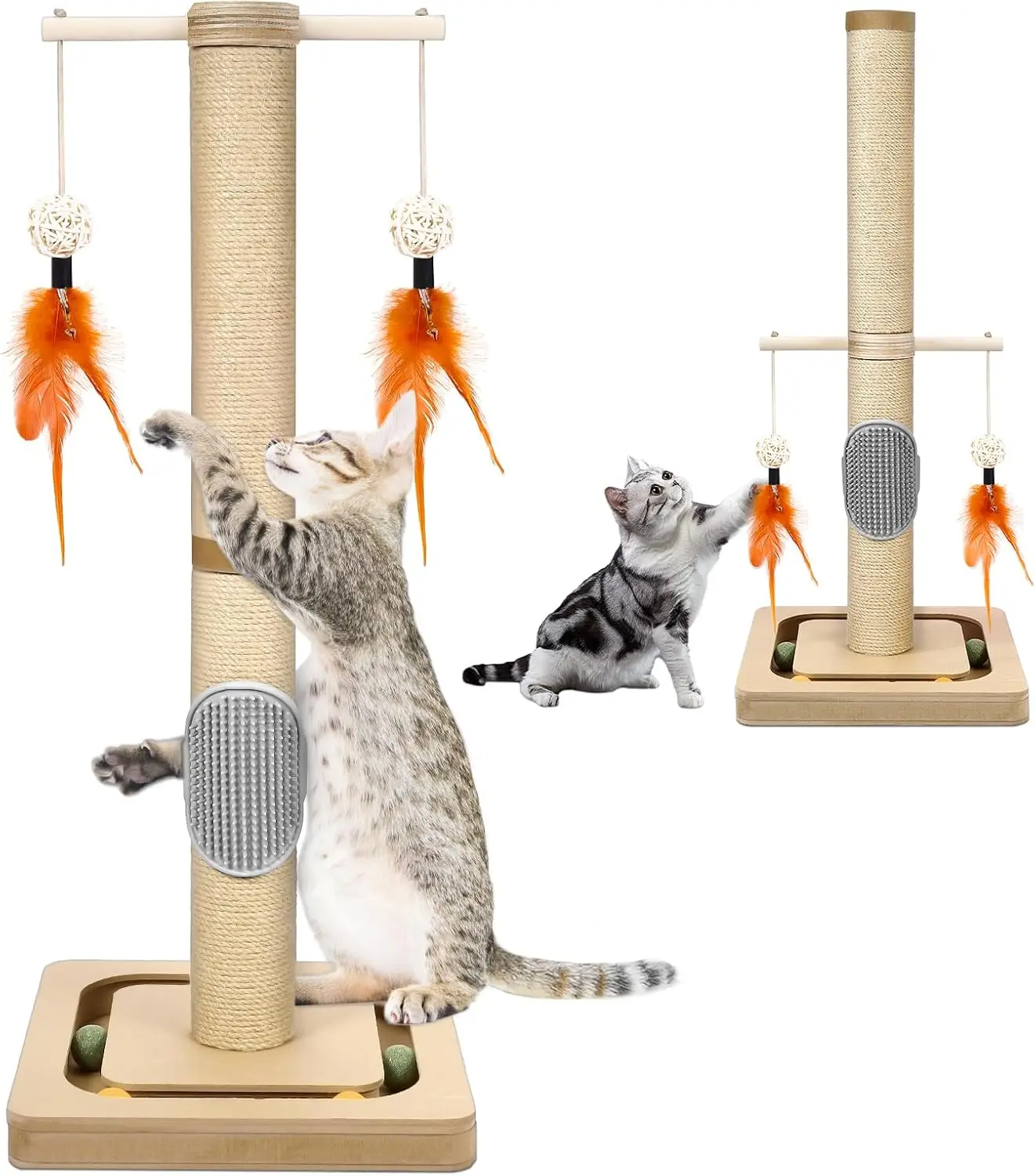 

27” Small Cat Tree with 3-Tier Ball Track & Jute Scratching Post, Space-Saving Kitten Tower for Indoor Pets, Interactiv