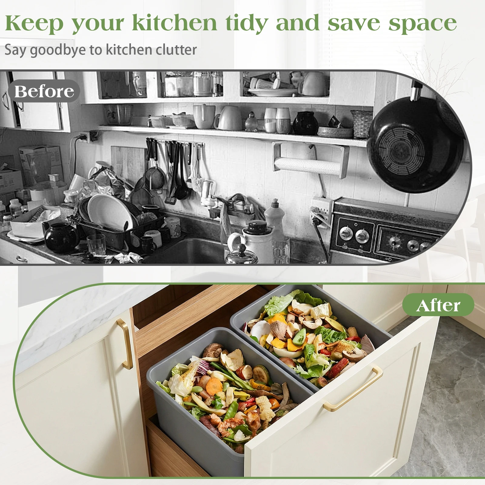 

10 Pack 35 QT Rubbish Waste Dustbin Easy To Clean High Capacity Garbage Can for Bathroom Laundry Living Room Home Workspace