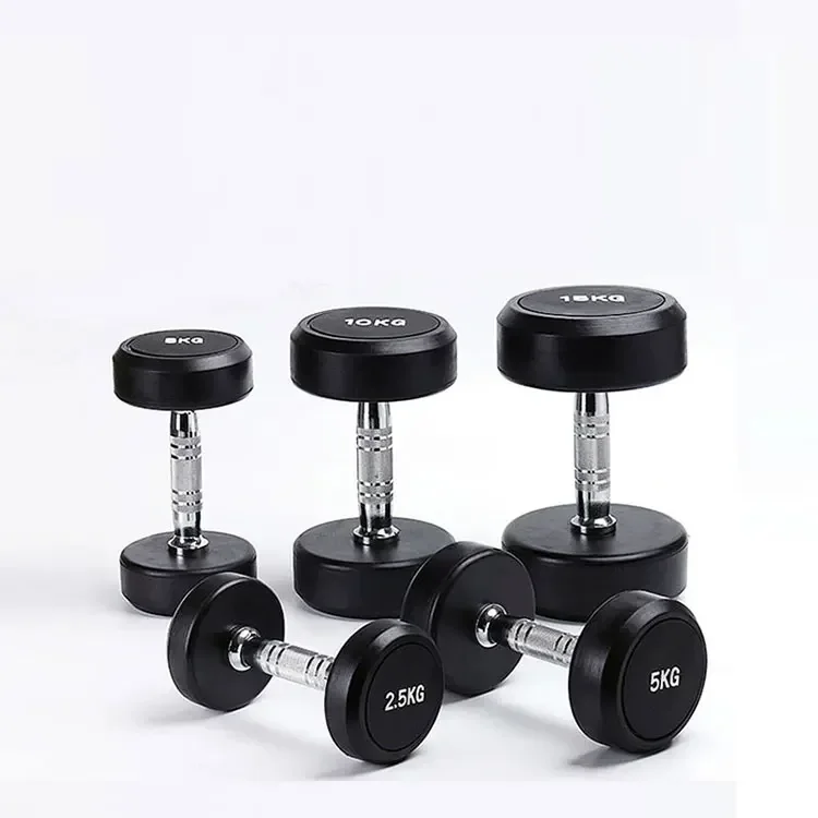 5-10kg gym home dumbbell plastic black fixed dumb round head dumbbell fitness equipment commercial fitness dumbbells.