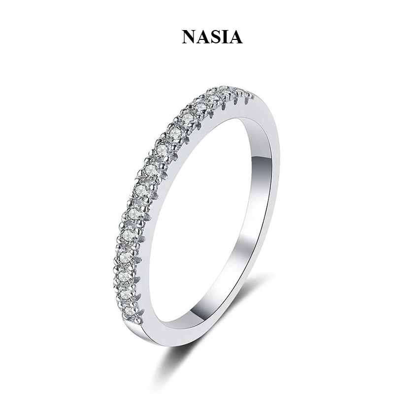 NASIA Full D Color Moissanite Wedding Ring 925 Sterling Silver Eternity Band Engagement Bride Bands Party Rings for Women 2026