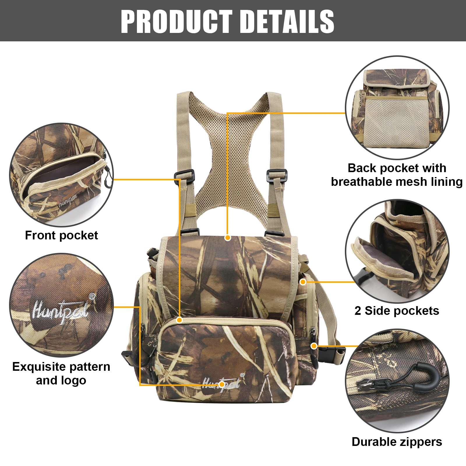 NEW Binocular Harness Chest Pack Camouflage Waterproof Bino Case with Range Finder Pocket for Birdwatching Hiking Hunting