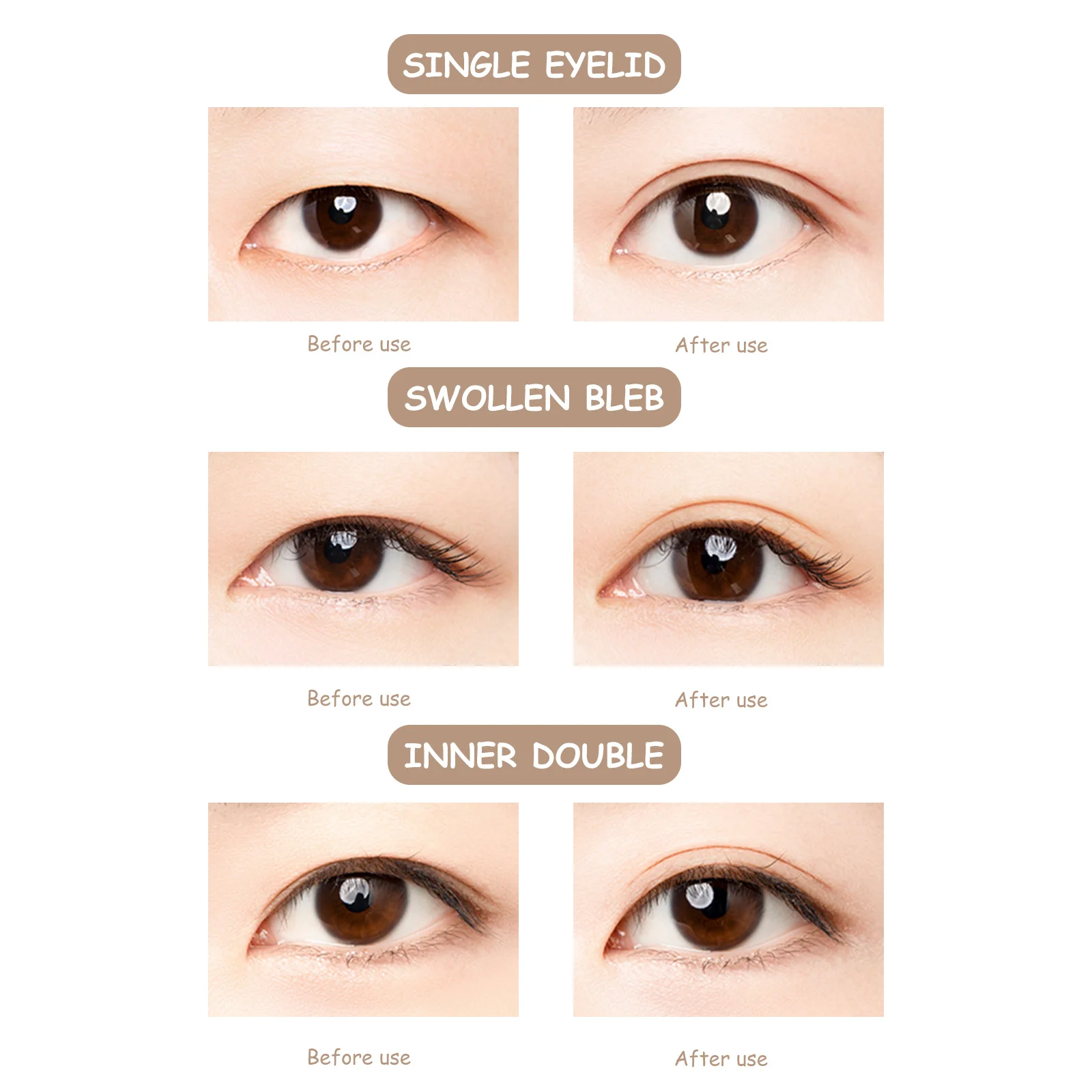 3pcs 3 롤스 더블 아이리드 테이프 내추럴 아이리드 쉐이핑 스트립스 소녀 여성용 아이 메이크업 도구 지속적인 눈매 쉐이핑