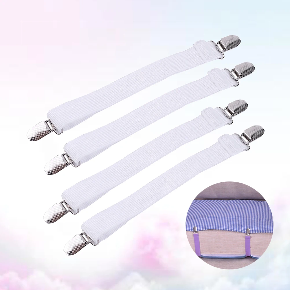 

8pcs Bed Sheet 35cm x 2cm Elastic Fasteners Bed Sheet Fasteners Sturdy Gripper Non Slip Straps White Color Household Accessories