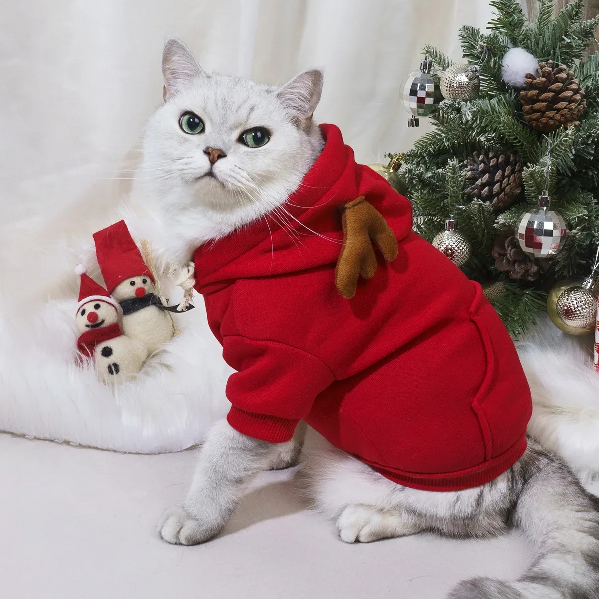 

Chaleur en polyester tissé pour - Pullover de Noël pour Chien Renne - Sweat à capuche pour petits, jouets, mini et moyens races