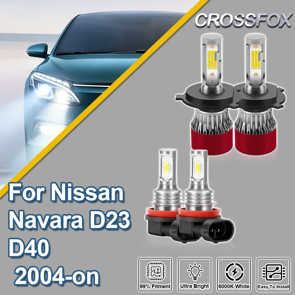 

CROSSFOX For Nissan Navara D23 D40 2004-on Turbo Canbus Car LED High Low Beam Headlight Bulbs Ultra Bright Fog Lamp Ampoules