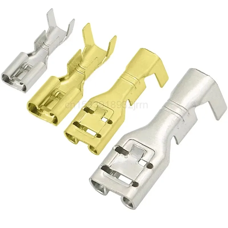 

100Pcs 5.2mm 6.3mm 9.5mm Female Spade Quick Splice Direct Insertion With Thorn Crimp Connector Non Insulated Crimp Terminal