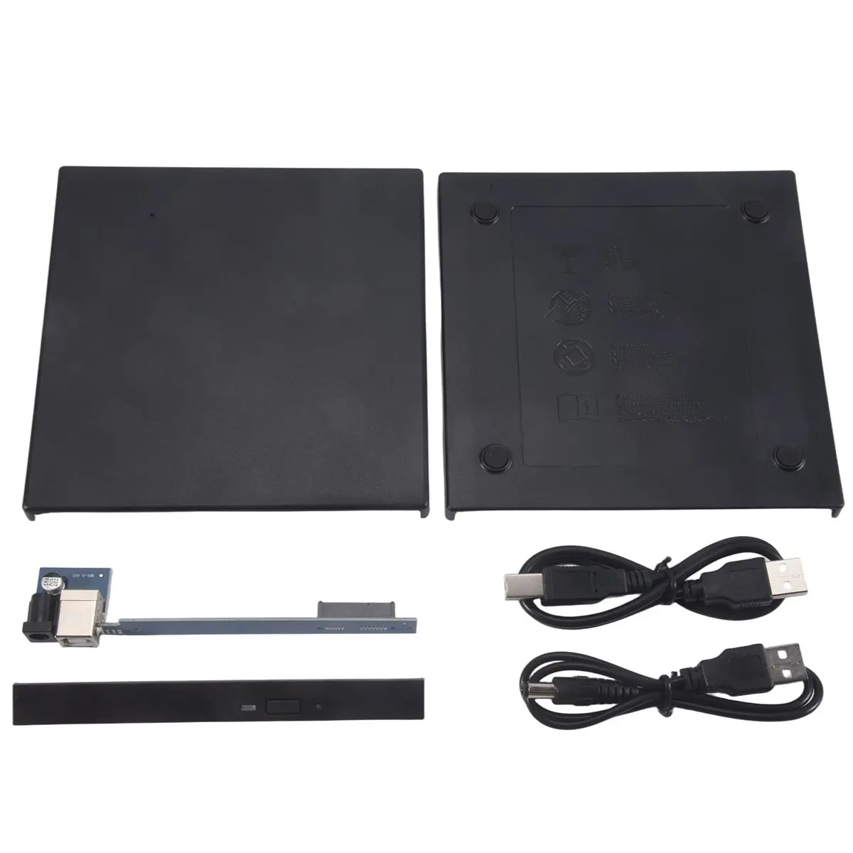 HDL 12.7mm External DVD Enclosure USB 2.0 External DVD/CD-ROM Case for Laptop Desktop PC Optical Disk Drive SATA to SATA