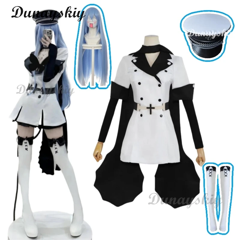 Cosplay Anime Esdeath Empire Cosplay Costume Manga General Uniform with Hat Wig Socks Esdeath Empire Outfits