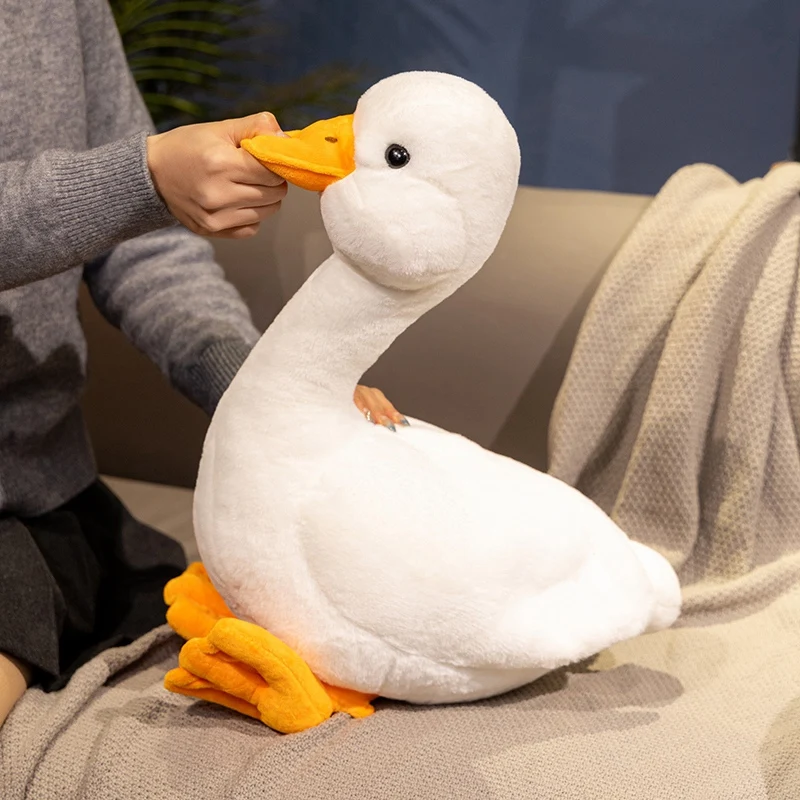 Lifelike Duck Plush Toy Realistic Cute White Goose Stuffed Animal Toys Gifts For Kids Pets Simulated Duck Birthday Gifts