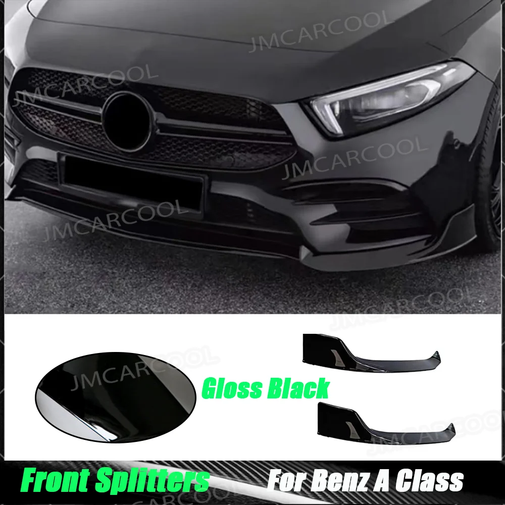 

ABS Gloss Black For Mercedes Benz A Class W177 A35 AMG 2019-2022 Sedan Front Bumper Splitters Flaps Carbon Look Matte Black