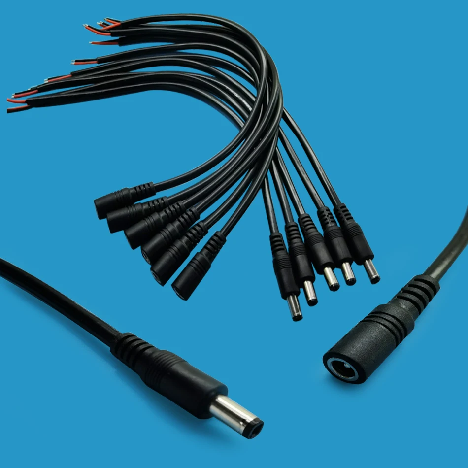 

18awg DC Power Pigtail Cable Barrel Jack Male Female 5V 12V 24V Wire Connector 30cm 50cm for LED Strip CCTV Camera Power Adapter