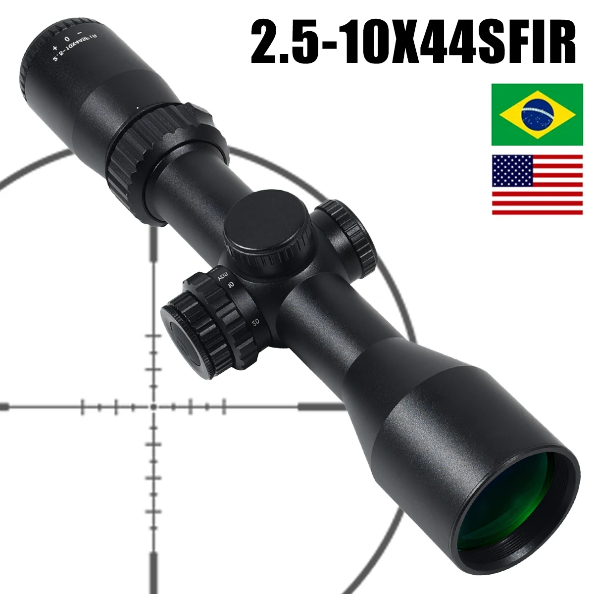 2.5-10x44SFIR Scopes Tactical Sniper Scope Red Illuminated Airsoft Optical Sight Second Focal Plane Hunting Riflescope