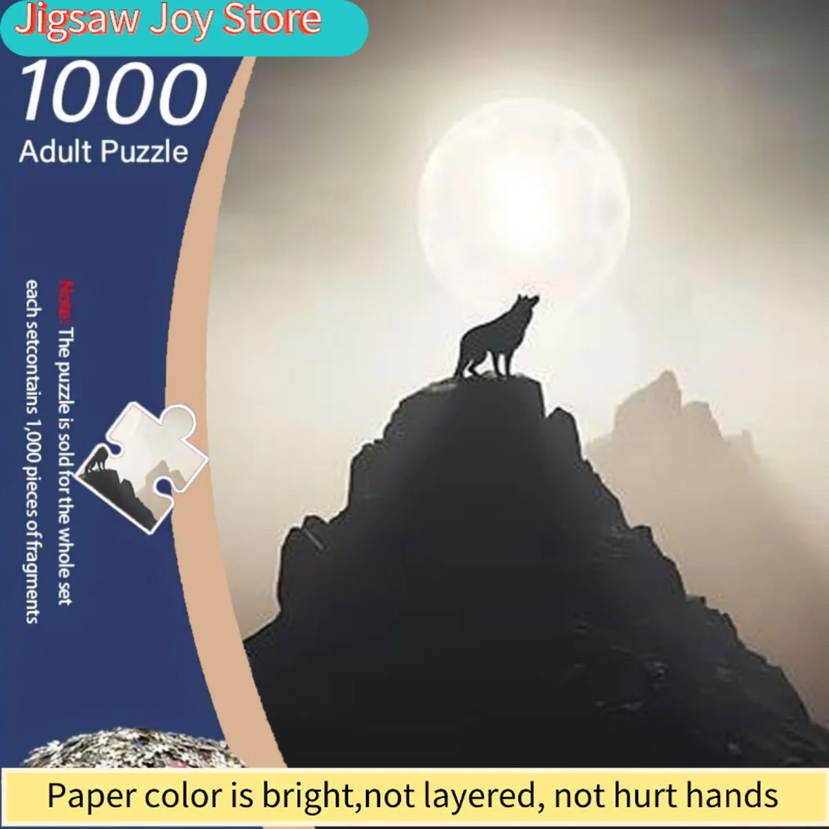 

Пазл для взрослых на 1000 элементов - Силуэт льва на скале с полной луной, сложный большой пазл для взрослых, развивающий и увлекательный.