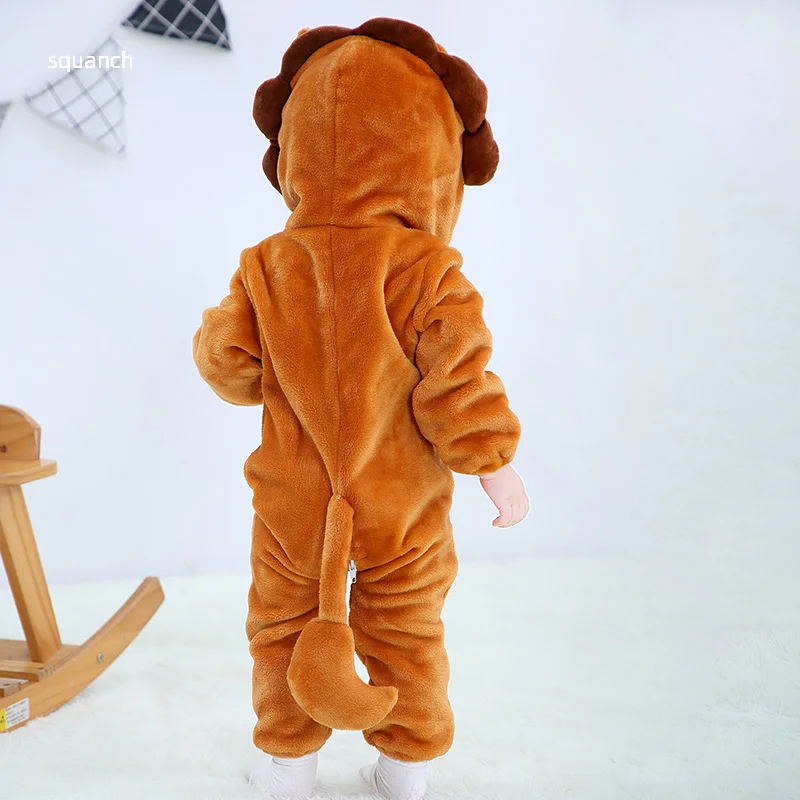 Baby Lion Costume Halloween Animal Cosplay Suit Boy Girl kigurumis Outfit Winter Warm Clothes Bebe Festival Jumpsuit 0-3Y