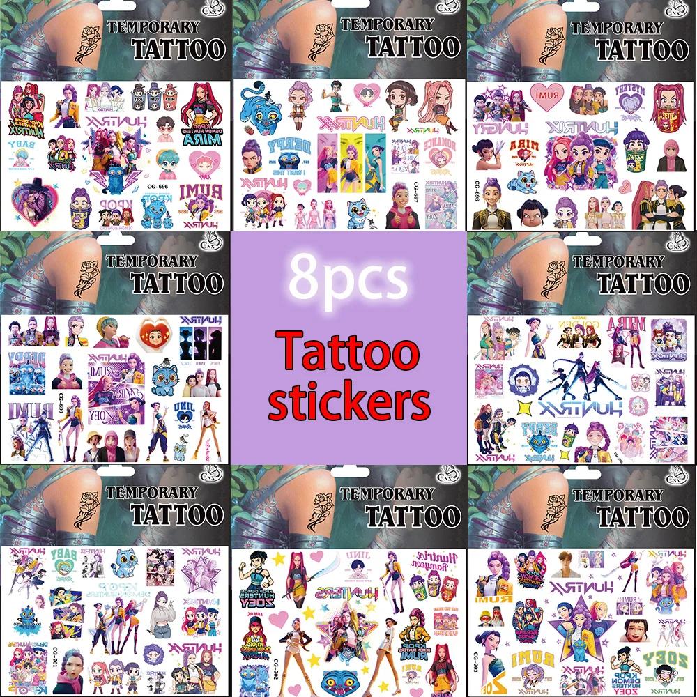 

Kpop Demon Hunters Theme Tattoo Stickers Birthday Decoration Anime Party Stickers Gift Filler Children Baby Shower Party Supplie