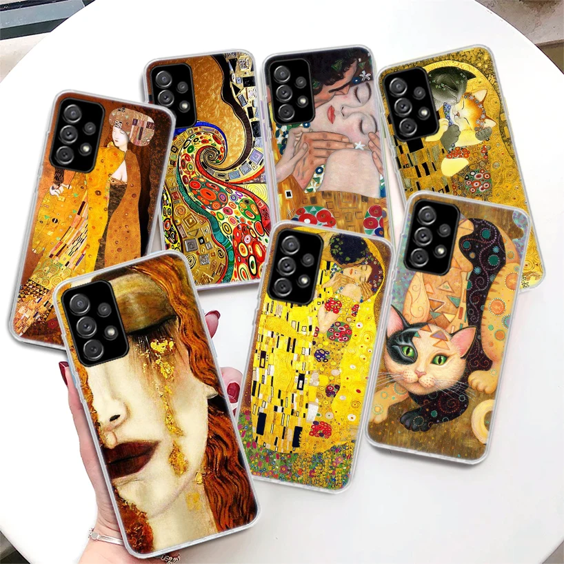 Kiss by Gustav Klimt Desig Coque Phone Case For Samsung Galaxy A51 A50 A71 A70 A41 A40 A31 A30 A21S A20E A10 A11 A01 A6 A7 A8 A9