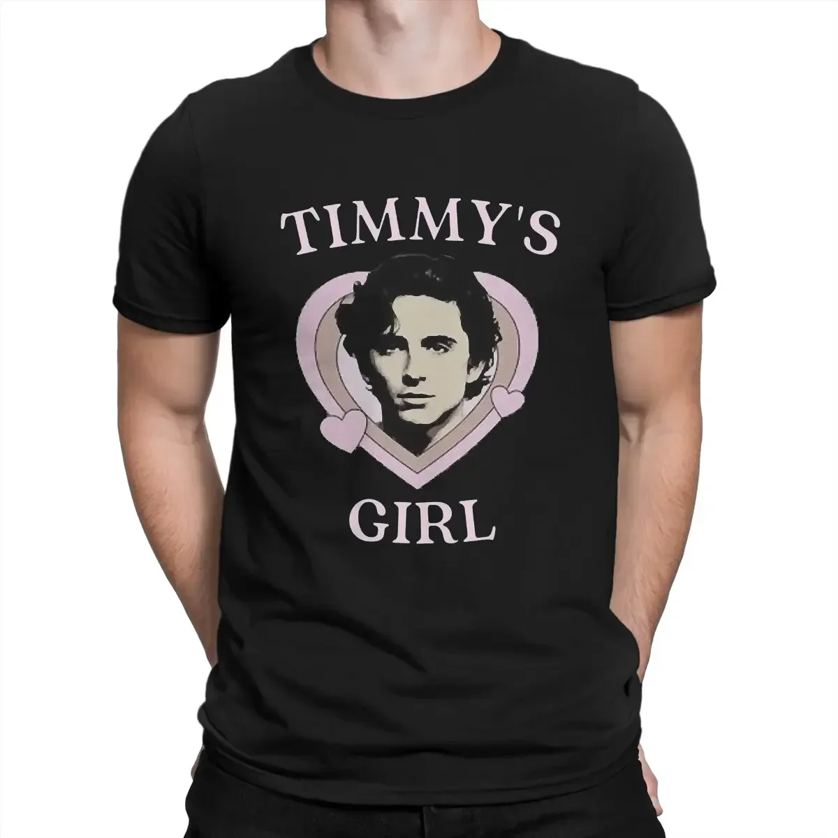 Party Clothes Timmys girl T-Shirts Men American actor Timotee Chalamet Funny Pure Cotton Tees Round Collar Short Sleeve Tshirts