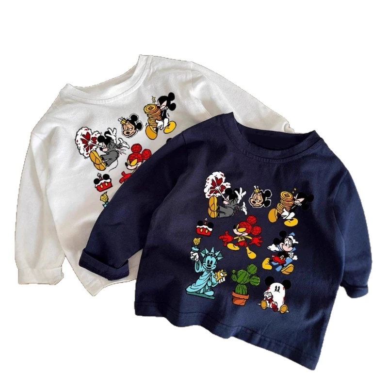 

Kids Cotton Long Sleeve Tee, Cute Round Neck Top for Toddlers Versatile Spring Base Layer Shirt New Arrival