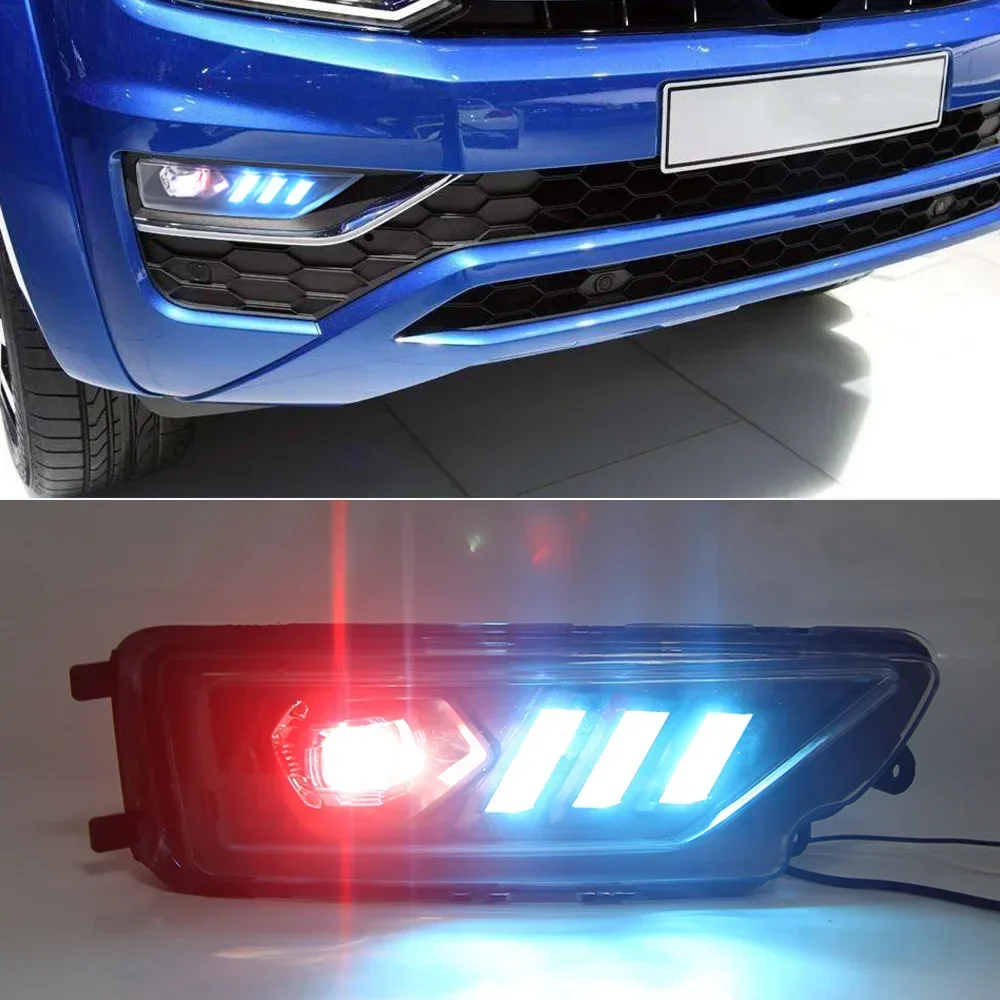 New！ CSCSNL 1Pair DRL Daytime Running Light for VW Amarok 2016 2017 2018 2019 Front Bumper Light LED Fog Lights with Turn Signal