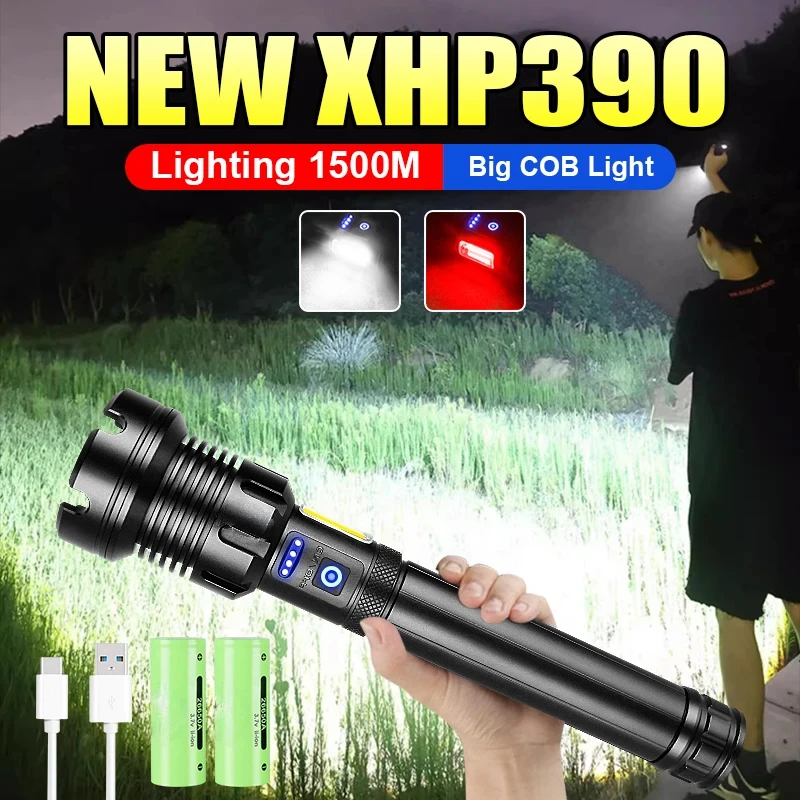 

P160 Cob Red And White Light Tactical Flashlight Usb Rechargeable Hunting Flashlight