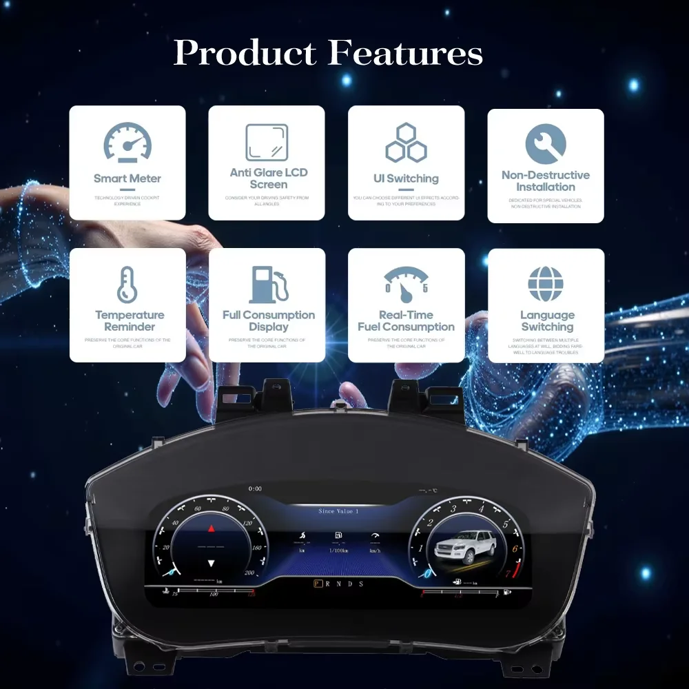 Digital Instrument Cluster For Ford Explorer 2011 - 2018 Speedometer Dashboard Cockpit Virtual Instrument 12.3' Full LCD CarPlay view 3