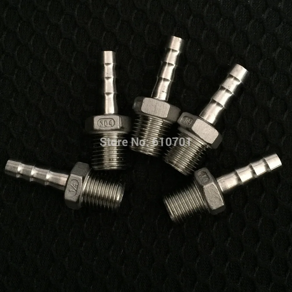 

5PCS 304 Stainless Steel Hose Barbed 8MM x 1/4" Male BSPT Thread Pipe Adapters