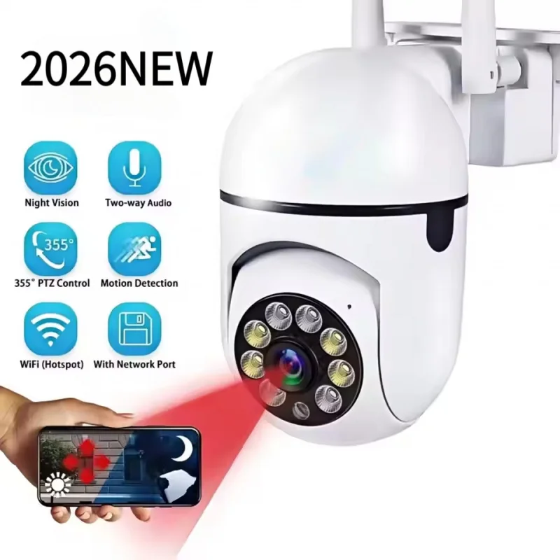 

Новая уличная Wi-Fi PTZ-камера видеонаблюдения 2026 года с 4-кратным цифровым зумом, аудио и беспроводной передачей данных