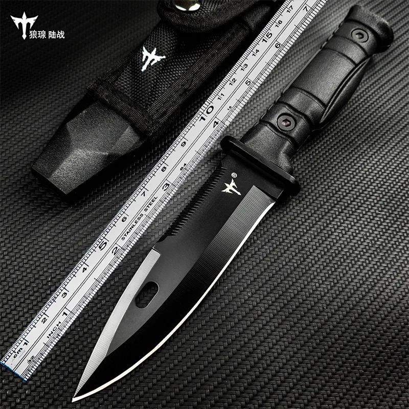 

Wolf Outdoor camping survival knife Defensive wilderness survival tactics Straight knife Swiss high hardness army knife