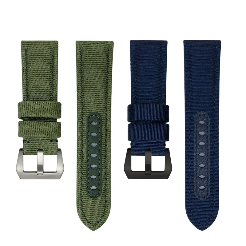 for Panerai 24mm New Nylon Watch Strap for LUMINOR SUBMERSIBLE PAM01287 01288 01289 Blue Green Gray Canvas Fabric Watchband