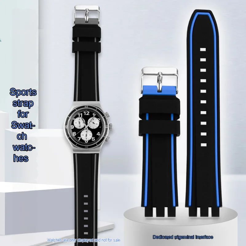 

YVS Silicone Strap19mm 20mm 21mm for Swatch Watch Strap YVS454 YVS451 YVS420 YVS435 Men's Women's Watch band rubber Bracelet